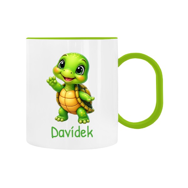 Dětský hrnek plastový  s potiskem Želvička se jménem